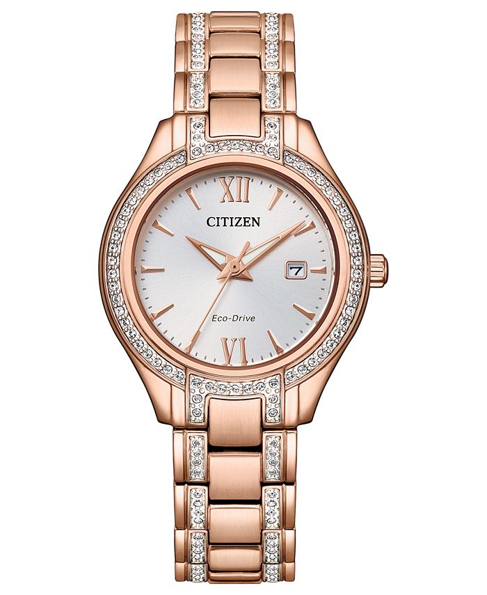 Citizen - Women's Silhouette Crystal Rose Gold-Tone Stainless Steel Bracelet Watch 30mm