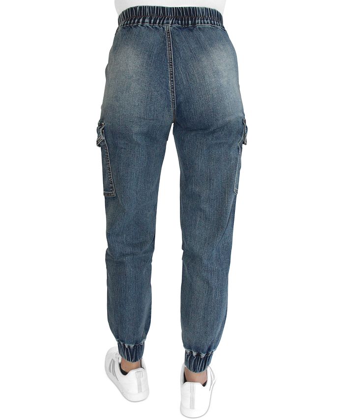 Buy FORGIVE Women's/Girls Mid Blue Denim Cargo Joggers Jeans