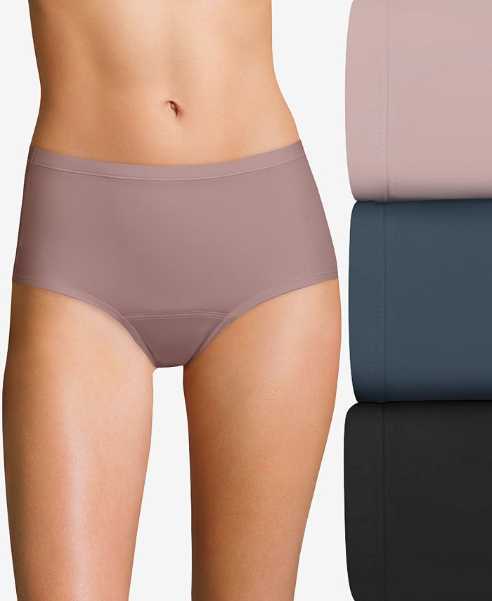 Hanes Comfort, Period. Briefs Underwear, Moderate Leaks, Black, 3-Pack 6  Women's 