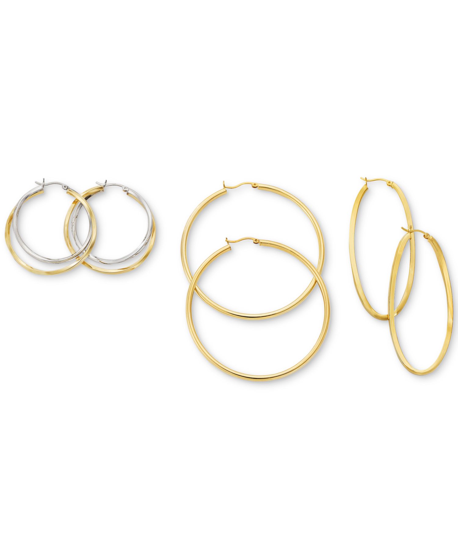 Round Hoop Earrings in 14k Gold Over Silver