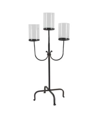 DecMode 15"W, 28"H Country Cottage Candelabra, Black, 1 - Piece