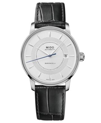 Mido - Men's Swiss Automatic Baroncelli Signature Black Leather Strap 39mm