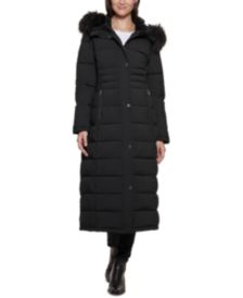 Petite Faux-Fur-Trimmed Puffer Maxi Coat