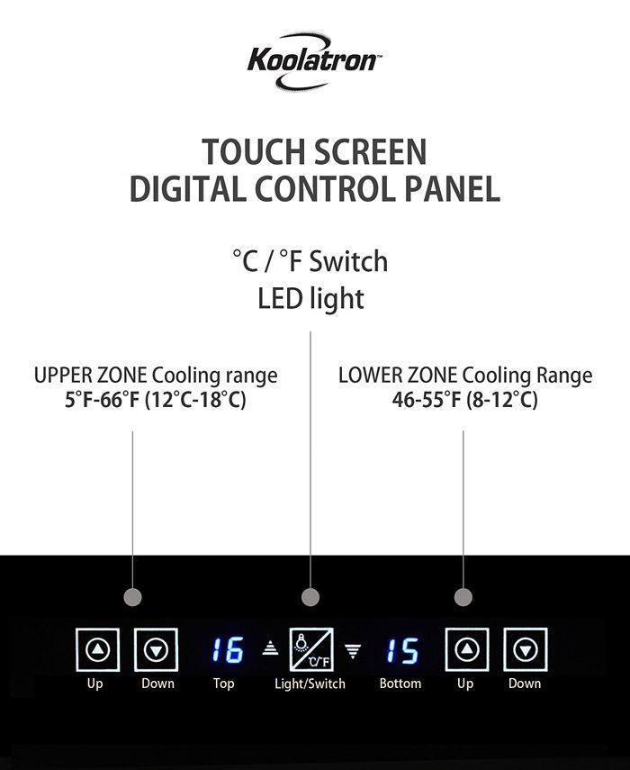 Koolatron Urban Series 24 Bottle Dual Zone Wine Cooler, 2.4' Cubic Macy's