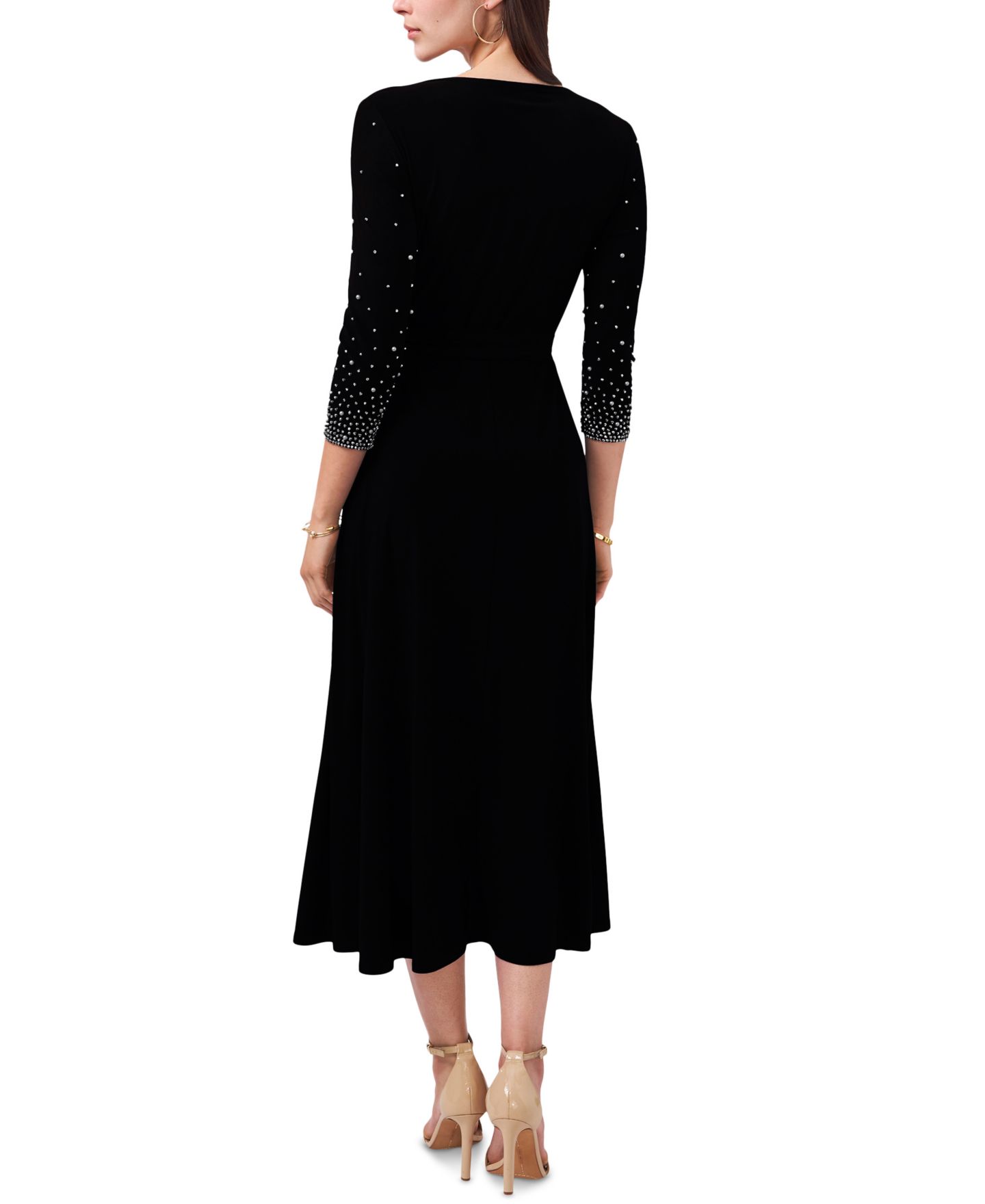 Женское платье MSK V-Neck Beaded Midi, цвет: Чёрный — фото 2