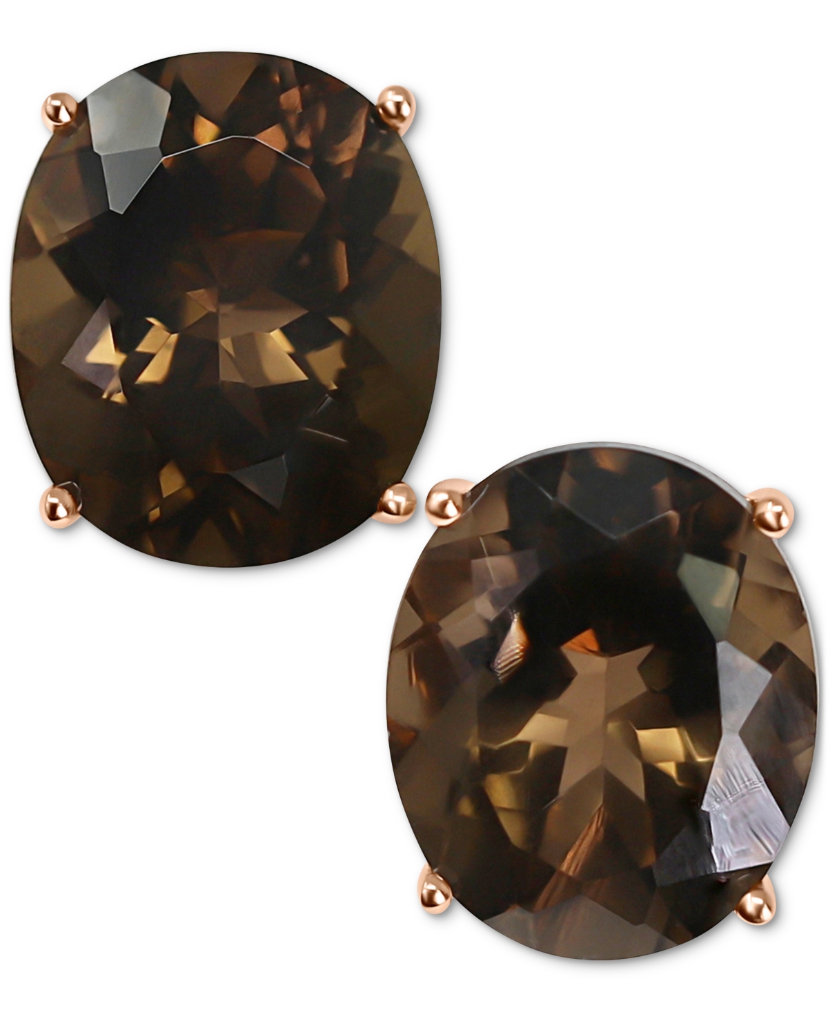 Oval Stud Earrings (8-3/8 ct. t.w.) in 14k Rose Gold - Smoky Quartz