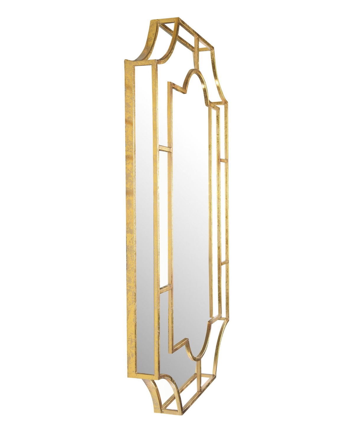 Art Deco Metal Framed Wall Mirror, Gold-Tone - Gold-Tone