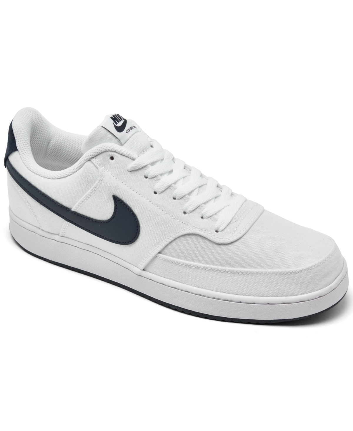 Nike Men's Court Vision Low Canvas Casual Sneakers From Finish Line In White/obsidian | ModeSens