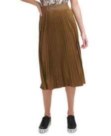 Pleated Faux-Suede Midi Skirt