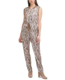 Sleeveless Snake-Print Jumpsuit