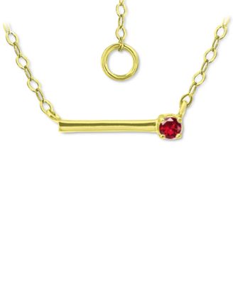 Imitation Sapphire Polished Bar Necklace, 16" + 2" extender, (Also in Lab-Grown Ruby)