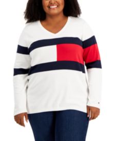 Plus Size Cotton Flag-Ivy-Print Sweater