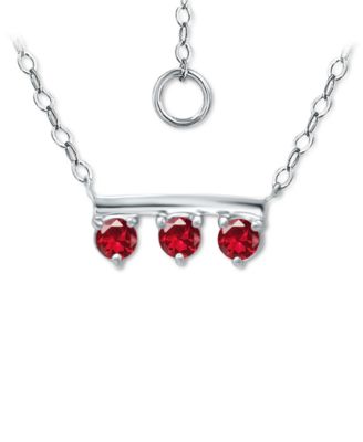 Lab-Grown Imitation Blue Sapphire Trio Pendant Necklace, 16" + 2" extender (Also in Lab-Grown Green Quartz & Ruby)