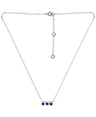 Lab-Grown Imitation Blue Sapphire Trio Pendant Necklace, 16" + 2" extender (Also in Lab-Grown Green Quartz & Ruby), Created for Macy's