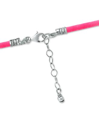 Cubic Zirconia Bezel Cord Ankle Bracelet in Sterling Silver