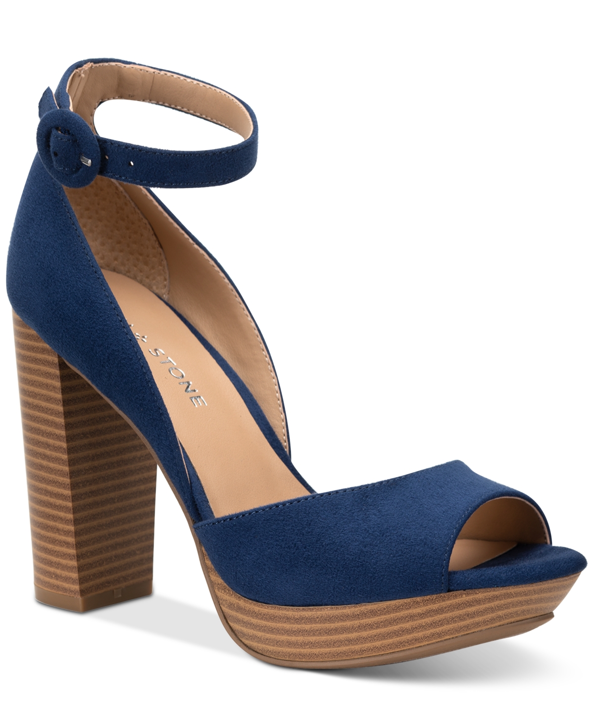 Reeta Block-Heel Platform Sandals, Created for Macy's - Blue Stack