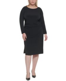 Plus Size Ruched Midi Sheath Dress