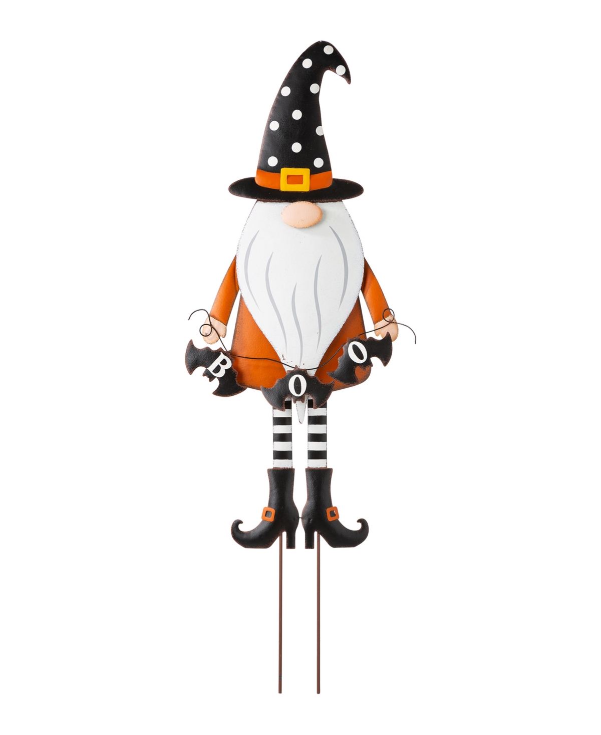 Glitzhome 36" H Halloween Metal Gnome Yard Stake Or Hanging Decor In Multi
