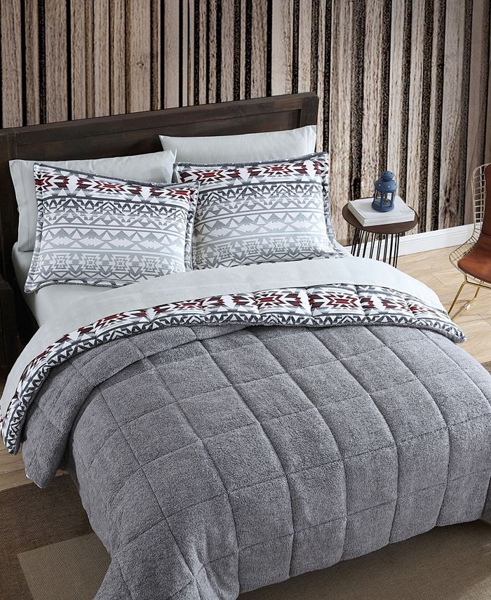 Eddie Bauer Clyde Hill Stripe Micro Suede Comforter Set, King, 2 Piece