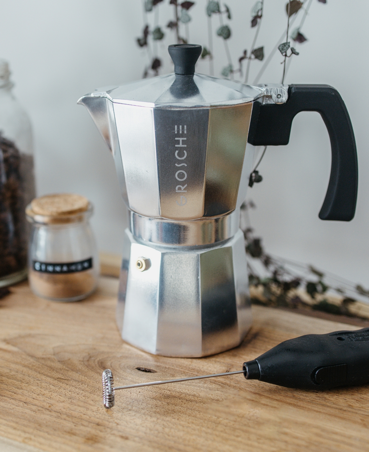 Grosche Milano Stovetop Espresso Maker Moka Pot 3 Espresso Cup Size - Silver-Tone