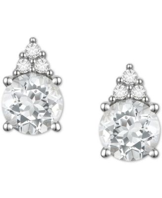 Gemstone & Diamond Accent Stud Earrings 