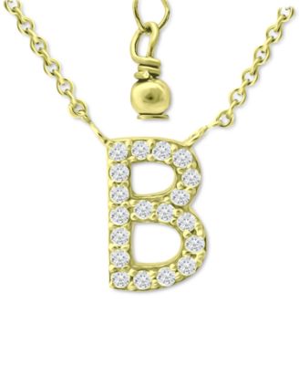 Cubic Zirconia Initial Pendant Necklace, 16" + 2" extender