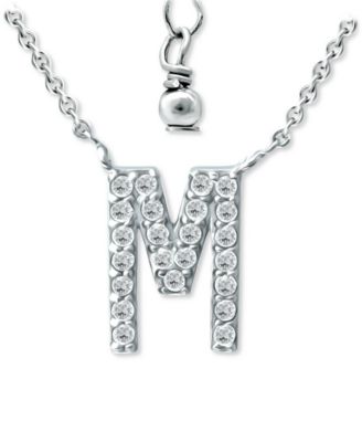 Cubic Zirconia Initial Pendant Necklace, 16" + 2" extender, Created for Macy's