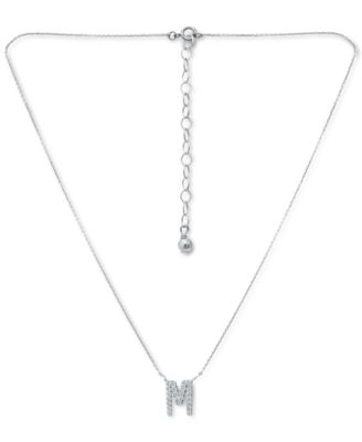 Cubic Zirconia Initial Pendant Necklace, 16" + 2" extender, Created for Macy's