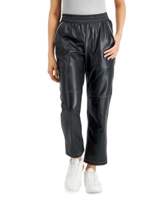 LNA - Faux-Leather Contrast-Seam Pants