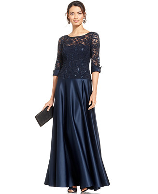 JS Collections Sequin Lace Illusion Gown - Dresses - Women - Macy's