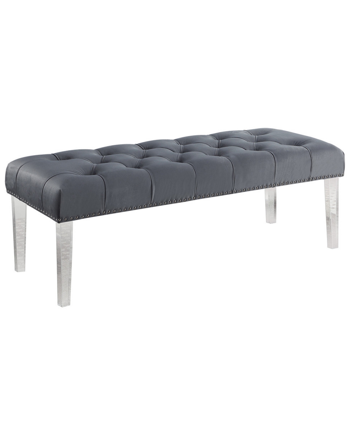 Thomas Suede Upholstered Tufted Bench with Acrylic Legs
