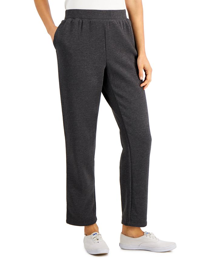 Karen Scott Fleece Knit Mid rise Solid Pull On Pants Created for