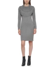 Fringe-Yoke Sweater Dress