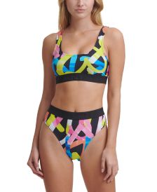 Printed Bikini Top & High-Waist Bottoms