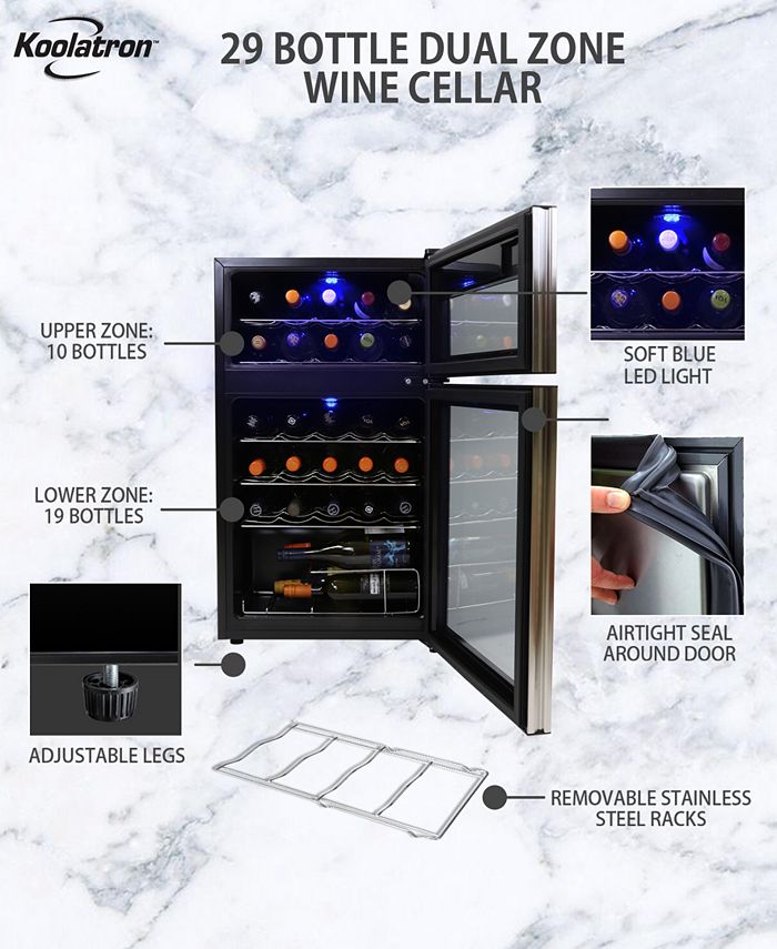 Koolatron Elite Series 29 Bottle Dual Zone Wine Cooler, 3' Cubic Macy's