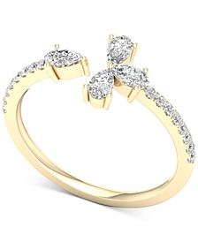 Diamond Pear Cluster Cuff Ring (1/2 ct. t.w.) in 14k Gold