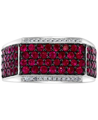 EFFY&reg; Men's Ruby (2-1/2 ct. t.w.) & Diamond (1/10 ct. t.w.) Ring in Sterling Silver