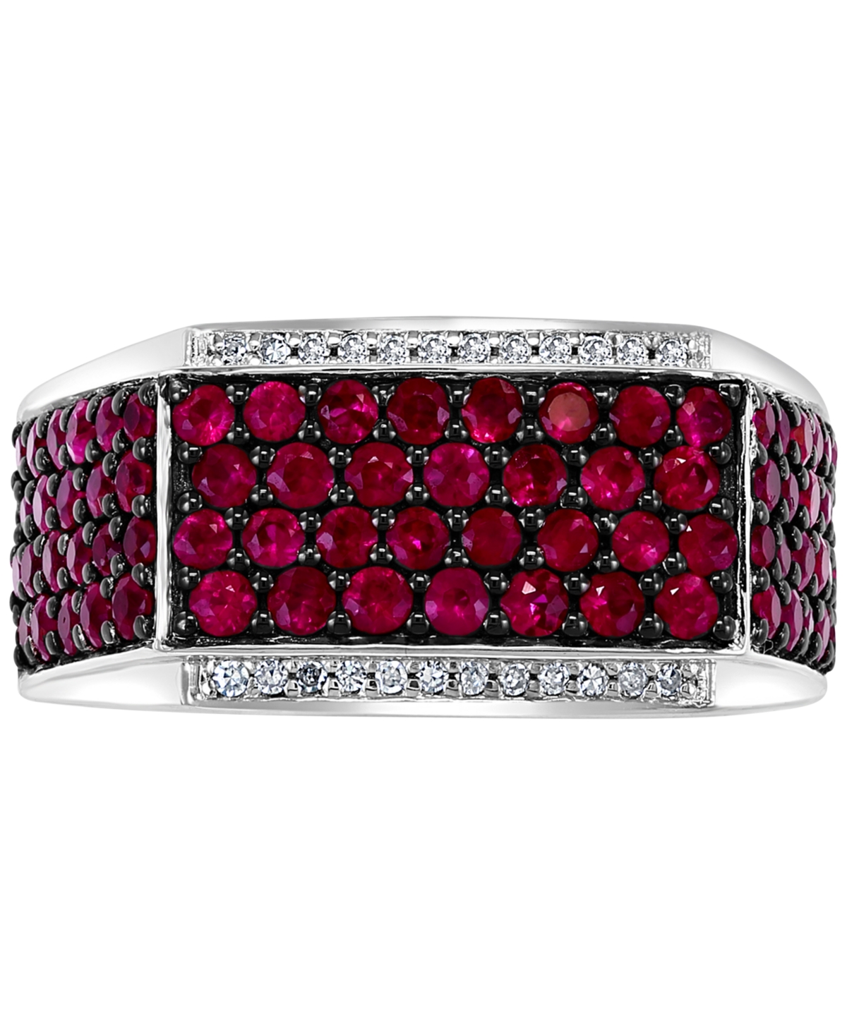 Effy Collection Effy Men's Ruby (2-1/2 Ct. T.w.) & Diamond (1/10 Ct. T.w.) Ring In Sterling Silver In Ruby