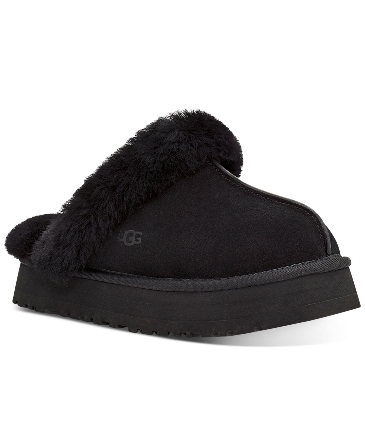 Женские тапочки UGG Disquette Slip-On Clog Slippers, цвет: Чёрный — фото 1