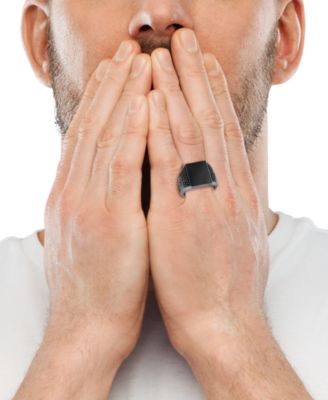 EFFY&reg; Men's Onyx and Black Spinel Statement Ring in Black Rhodium-Plated Sterling Silver