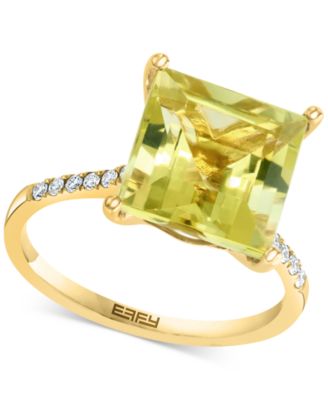 EFFY Collection - Lemon Quartz (4-1/2 ct. t.w.) & Diamond (1/8 ct. t.w.) Statement Ring in 14k Gold