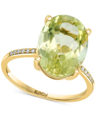 EFFY Collection - Lemon Quartz (7-5/8 ct. t.w.) & Diamond (1/20 ct. t.w.) Statement Ring in 14k Gold