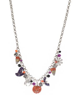 Charter Club - Silver-Tone Halloween Multi-Charm Statement Necklace, 18" + 3" extender