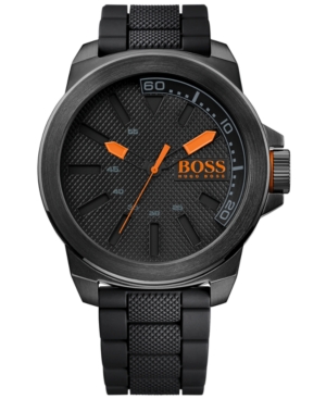 UPC 885997113601 product image for Hugo Boss Men's Boss Orange Black Silicone Strap Watch 50mm 1513004 | upcitemdb.com