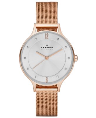 Skagen Women's Anita Rose Gold-Tone Stainless Steel Mesh Bracelet