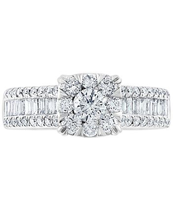 EFFY Collection - Diamond Halo Baguette Ring (1-1/2 ct. t.w.) in 14k White Gold