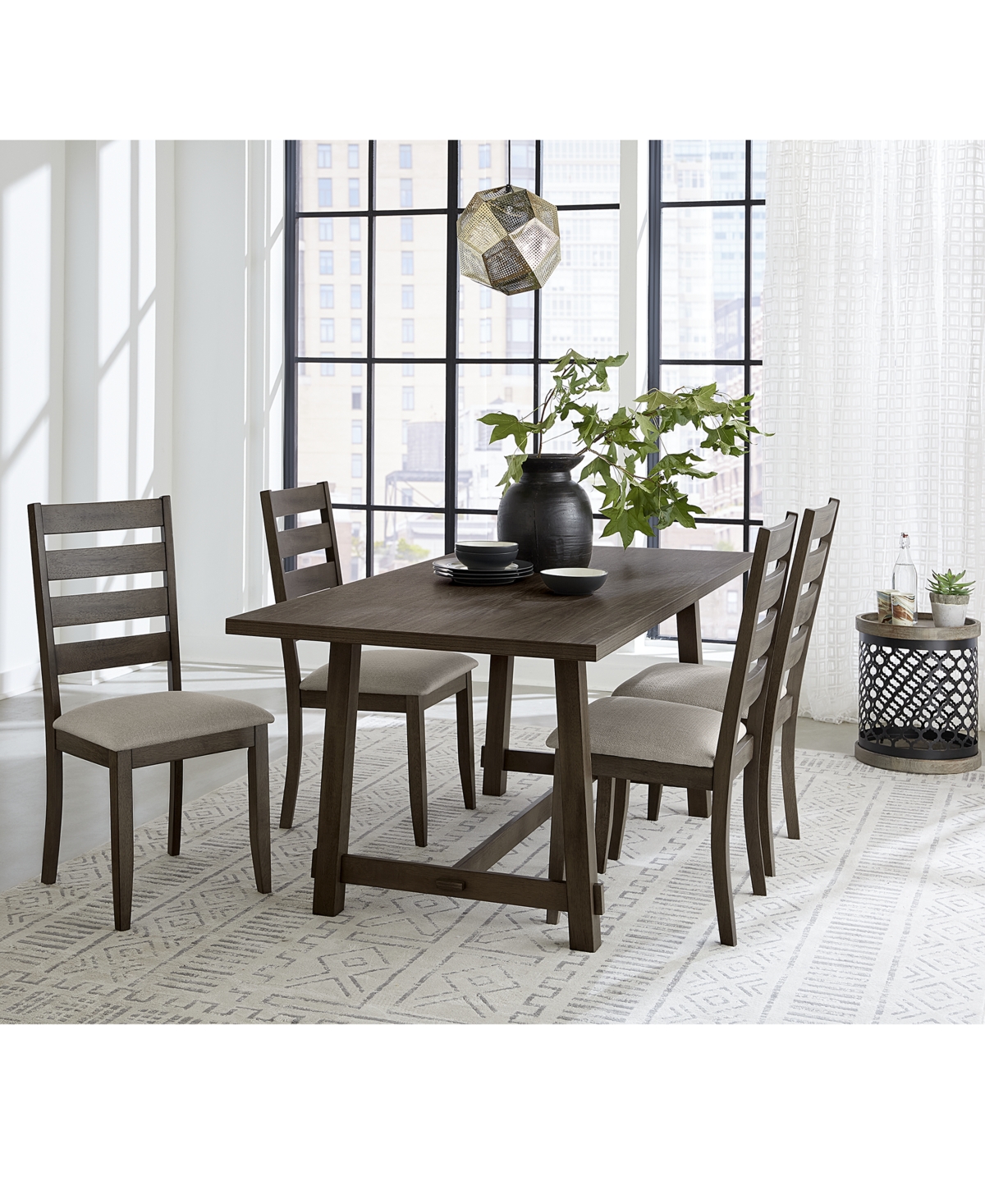 Max Meadows Laminate 5-Pc Dining Set (Trestle Table + 4 Side Chairs)