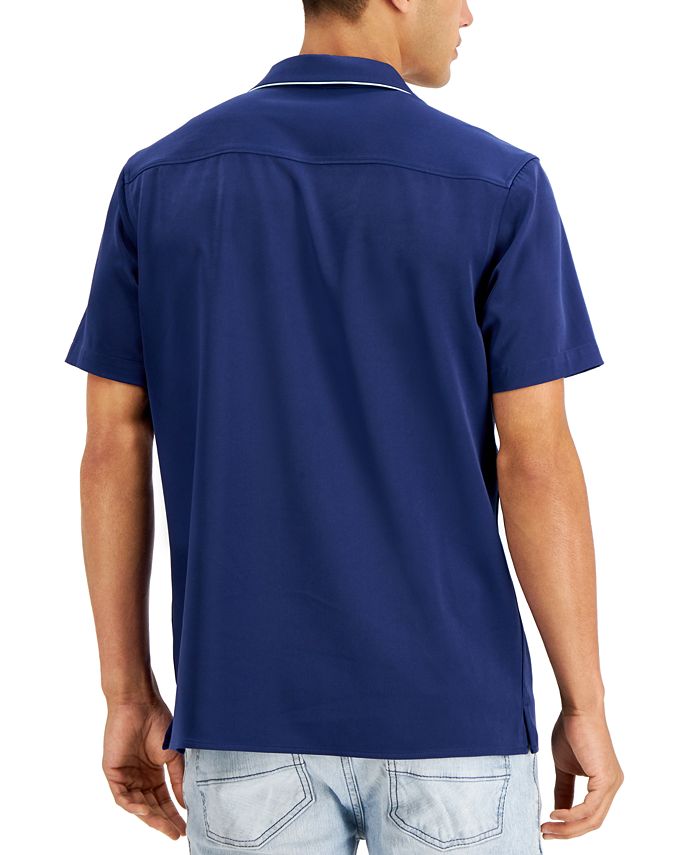INC International Concepts Men's Regular-Fit Contrast Piped Camp Shirt ...