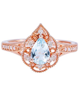 Aquamarine (1/2 ct. t.w.) & Diamond (1/10 ct. t.w.) Ring in 14k Rose Gold