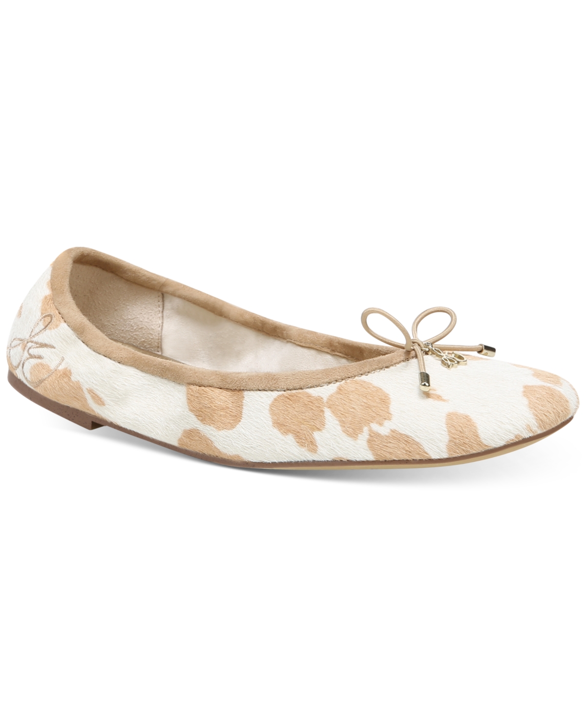 Sam Edelman Women's Felicia Ballet Flats Women's Shoes In Natural Ivory Cow Print